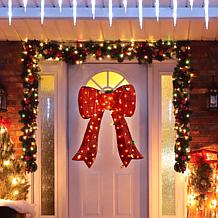 35.75"H Lighted Christmas 3D Fabric Bow with 95 Warm White LED Lights