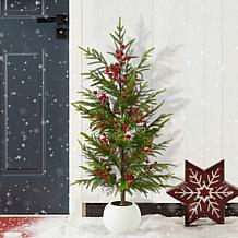 37.5"H Christmas Greenery PE Dripping Pine Porch Tree