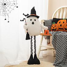 38"H Lighted Halloween Fabric Ghost Standing Decor, With Telescopin...