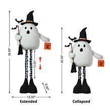 38"H Lighted Halloween Fabric Ghost Standing Decor, With Telescopin...