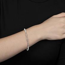 4-5mm Cultured Pearl and Created White Sapphire Station Bracelet