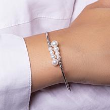 4-6mm Cultured Freshwater Pearl Beaded 7-1/2" Bypass Bangle Bracelet
