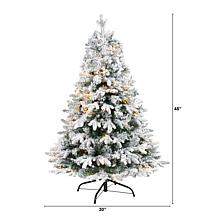 4' Flocked Vermont Mixed Pine Artificial Christmas Tree with 100 Cl...