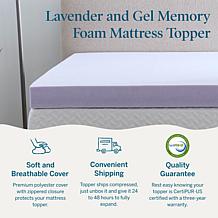 4” Lavender and Gel Memory Foam Mattress Topper, Queen