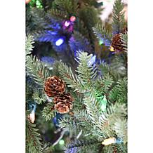4' Noble Fir Artificial Tree Metallic Urn Base MultiColored LED Lights