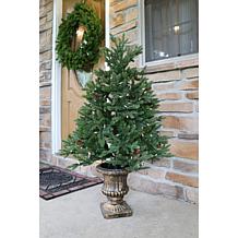 4' Noble Fir Artificial Trees Metallic Urn Base MultiColored LED 2Pack