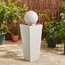 40.25"H Modern Faux Terrazzo Geometric Pedestal Sphere Fountain