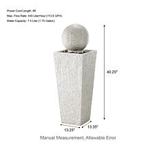 40.25"H Modern Faux Terrazzo Geometric Pedestal Sphere Fountain