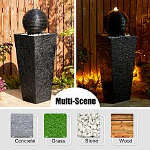 40.25"H Oversized Modern Geometric Pedestal and Sphere Floor Fountain