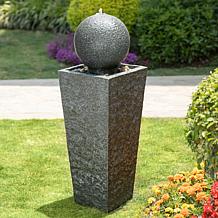 40.25"H Pedestal and Sphere Polyresin Outdoor Fountain Pebbles Pump