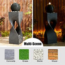 40.5"H Oversized Modern Geometric Pedestal and Sphere Floor Fountain