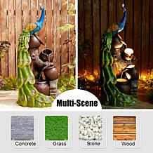 40"H Oversized 4-Tiered Outdoor Floor Fountain w/ Pump and LED Light