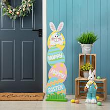 42"H Easter Wooden Bunny and Eggs Porch Decor