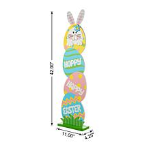 42"H Easter Wooden Bunny and Eggs Porch Decor