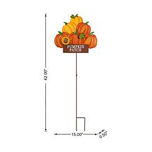 42"H Fall Metal Pumpkins Stack Yard Stake (KD, Two function)