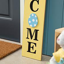 42"H Wooden Double-Sided Easter Welcome Porch Sign with Bunny Ears