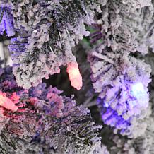 4.5ft Artificial Snowy Downswept Christmas Flocked Tree with Lights