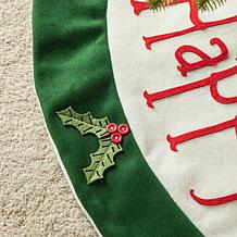 48" D Christmas Felt Happy Holly Days Dimensional Tree Skirt
