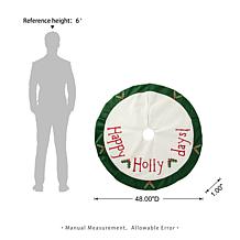 48" D Christmas Felt Happy Holly Days Dimensional Tree Skirt