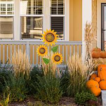 48.25"H Fall Metal Sunflowers Yard Stake (KD, Two function)