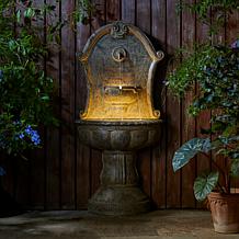 49.25"H Oversized Faux Granite Sculptural Pedestal Polyresin Fountain