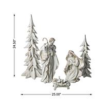 5-piece Resin Holy Family with Christmas Trees