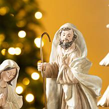 5-piece Resin Holy Family with Christmas Trees