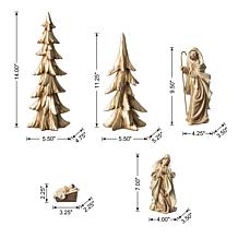 5-piece Resin Holy Family with Christmas Trees
