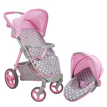 509 Crew Cotton Candy Pink Doll Travel System - Grey & Pink Polka Dot