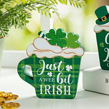 5.25"H Wooden St. Patrick's Coffee Cup Table Decor - Set of 2