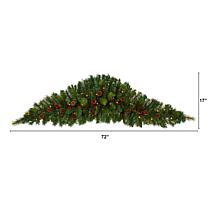 6' Artificial Christmas Swag with 50 LED Lights, Berries and Pine C...