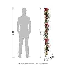 6' Christmas Bell, Pinecone & Berry Bow Garland