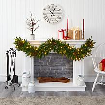 6' Christmas Pine Artificial Garland with 50 Warm White LED Lights ...