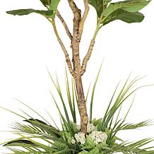 6 ft. Artificial Fiddle Leaf Ficus Tree with White Decorative Pot