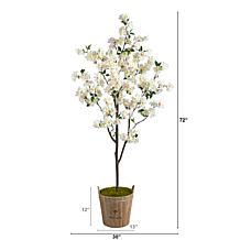 6 Ft. Cherry Blossom Artificial Tree in Farmhouse Planter