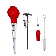 6-Piece Quality Stainless Steel Baster Set with Thermometer