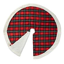 60" Oversized Red and Black Plaid Reversible Sherpa/Flannel Tree Skirt