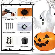 6ft Lighted 3 Ghosts In Jack-O-Lantern Pumpkin with Scream Inflatab...