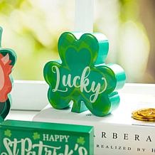 6"H St Patrick's Epoxy Wooden Leprechaun Table Decor - Set of 4