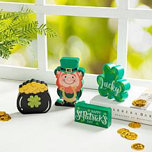 6"H St Patrick's Epoxy Wooden Leprechaun Table Decor - Set of 4
