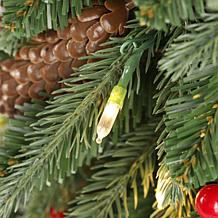 7' Pre-lit Green Artificial Christmas Porch Tree w/ Warm White Lights