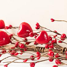 72" Valentine's Red Berry Garland with Heart Accents