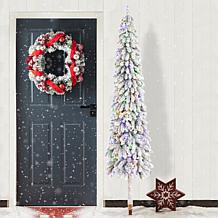 7.5ft Artificial Snowy Downswept Christmas Flocked Tree with Lights