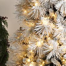 7.5ft Pre-Lit Flocked Full Pine Christmas Tree with Warm White Lights