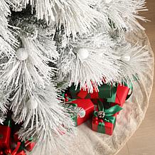 7.5ft Pre-Lit Flocked Full Pine Christmas Tree with Warm White Lights