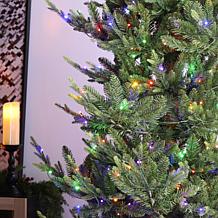 7.5ft Pre-Lit Green Upward Slim Fir Christmas Tree