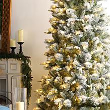 7.5ft Whispering Snowy Pine Christmas Tree with Warm White Lights