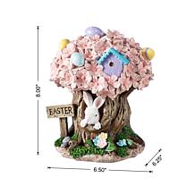 8" Lighted Easter Resin Table Decor with Pink Blossoms