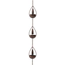 8.5ft 10-Piece Faux Copper Bowl and Rain Chain w/V-Shaped Gutter Clip