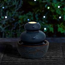 8.75''H Turquoise Leaf Ceramic Tabletop Fountain w/ Pump and LED Light